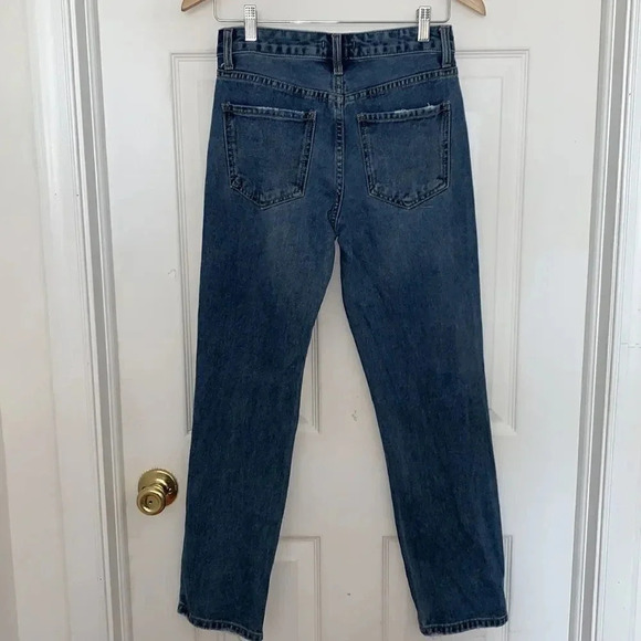 Forever21 Blue Distressed Straight Leg Jeans Size 24 - Picture 2 of 3